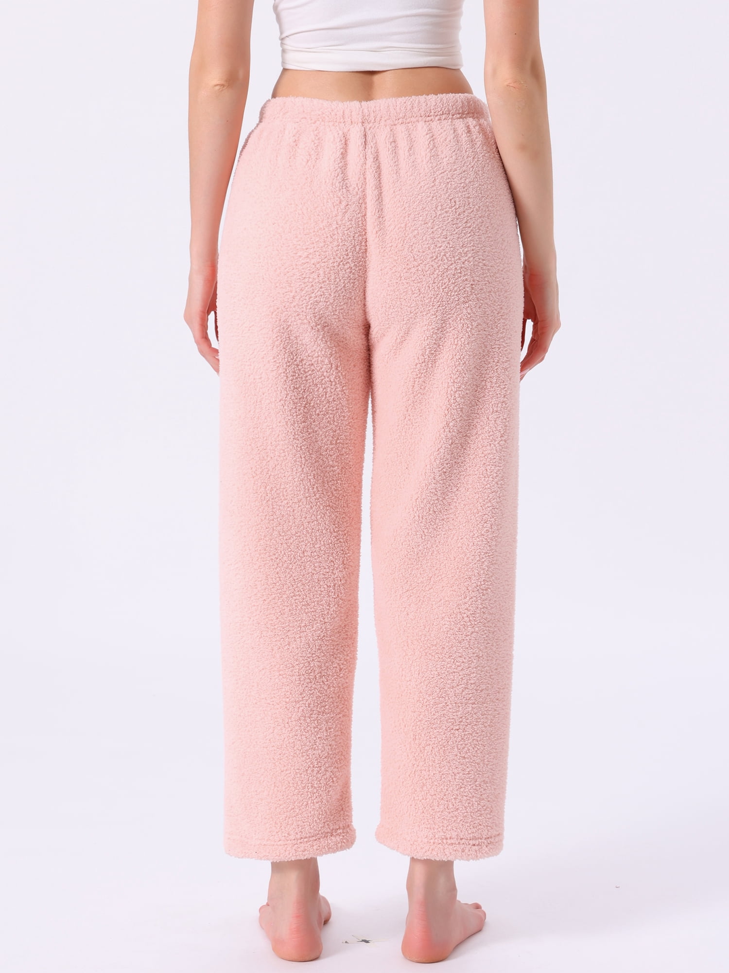 DARING DIVA Women's Fleece Fuzzy Elastic Waistband Lounge Pants XS Pink