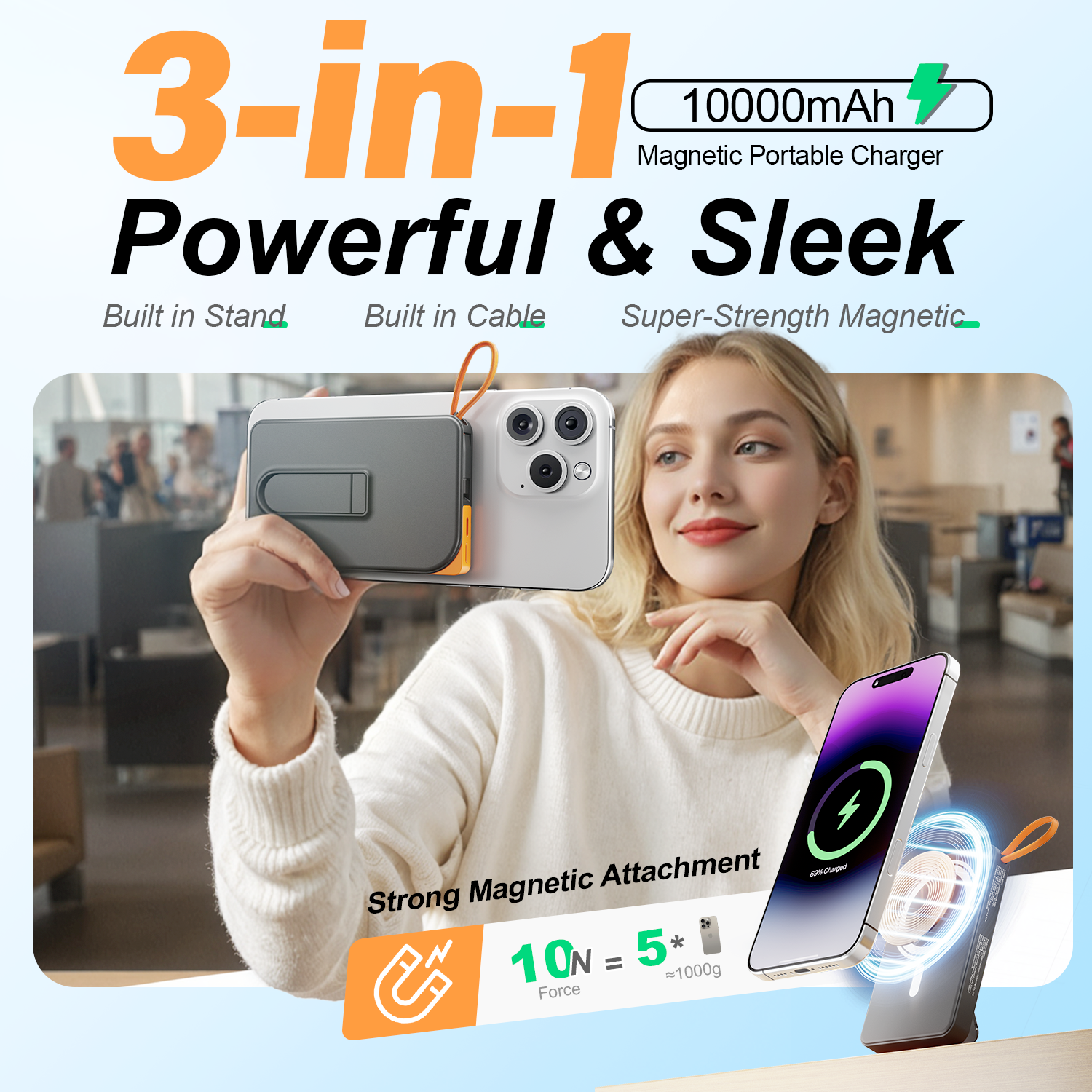 Btootos 10000mAh Magnetic Wireless Power Bank, 22.5W Fast photo 2