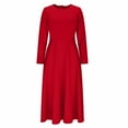 thumbnail image 6 of Efsteb Cocktail Dresses For Women Vintage 1950s Round Neck Long Sleeve A Line Formal Church Swing Maxi Dress (Red,XXL), 6 of 6