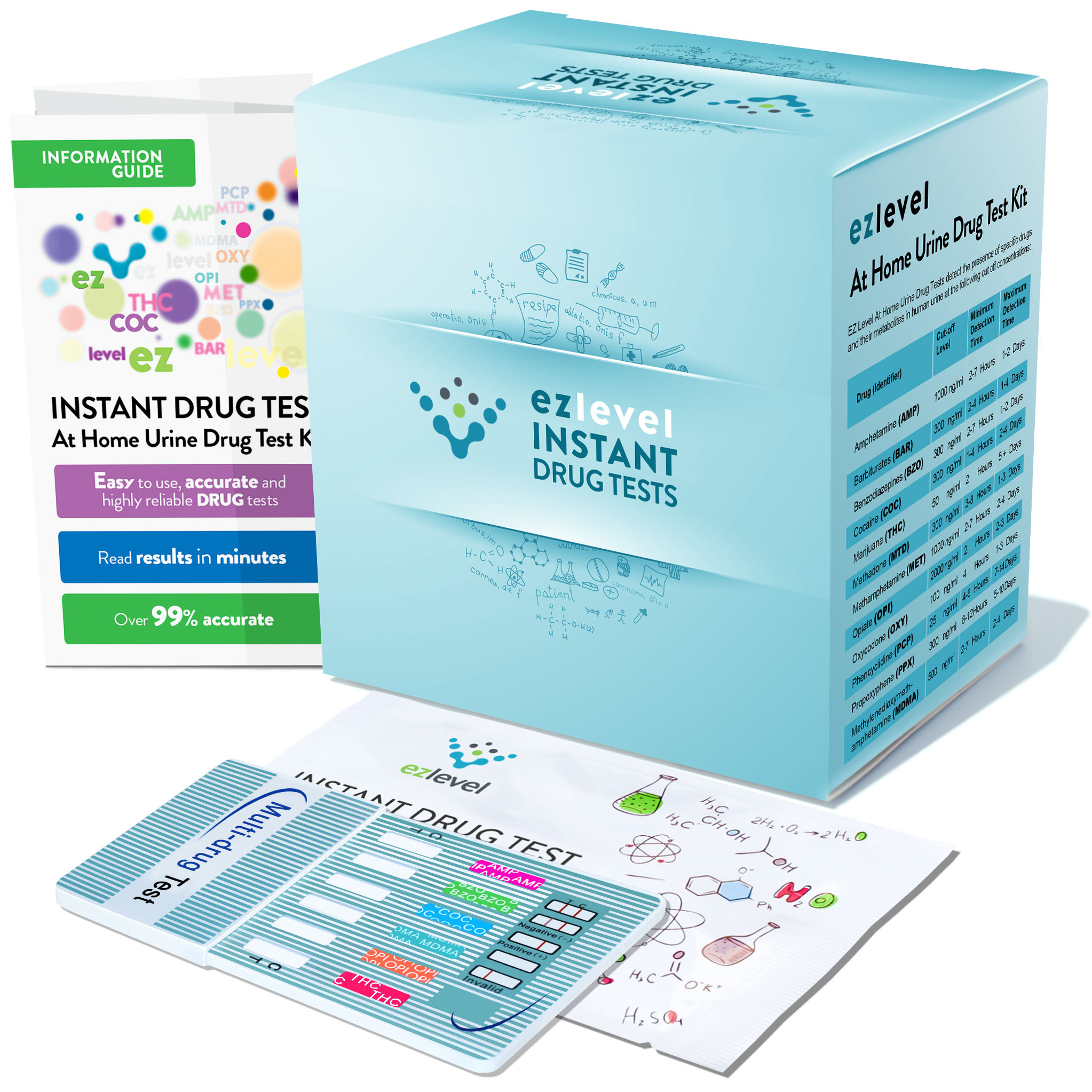 (5 Pack) EZ Level 12 Panel Urine Drug Screen Dip Test MultiDrug