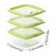 thumbnail image 3 of Juego de 3 recipientes de vidrio para almacenar alimentos | Tapas herméticas de 460 ml | Apilables, aptos para refrigerador y congelador | Amarillo, verde y azul | Para sobras, refrigerios y, 3 of 6