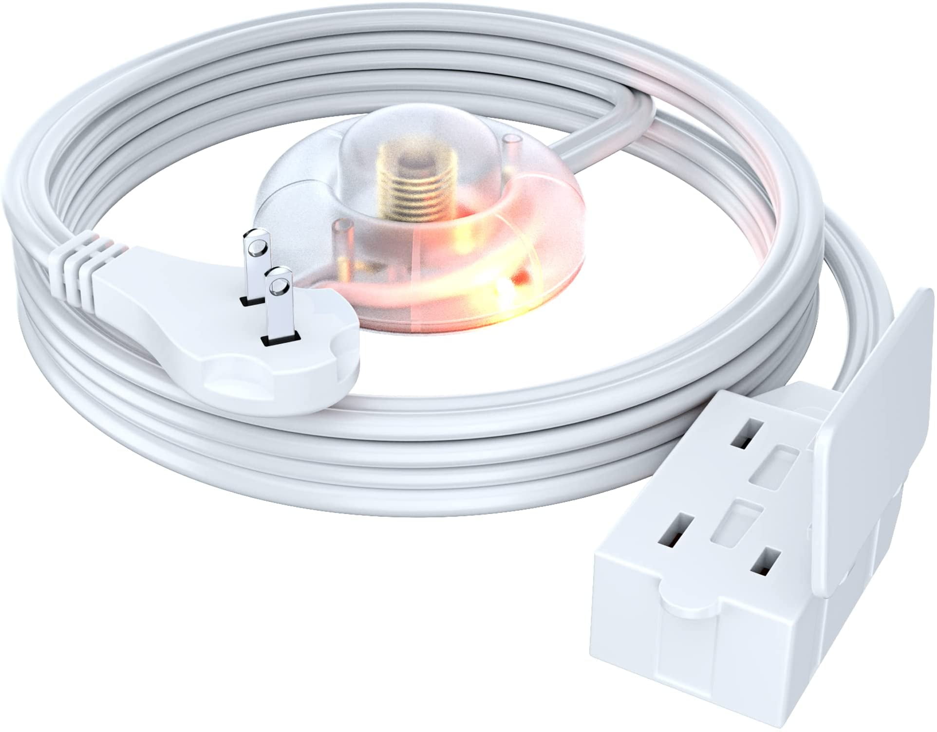 Maximm Cable 8 ft Angled Flat Plug Extension Cord with Multiple Outlets