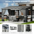 thumbnail image 3 of ASJMR 10x14FT Wall Mounted Gazebo with Polycarbonate Roof,Metal Frame Lean to Gazebo With Double Curtains for Garden Lawn Backyard Deck,Gray, 3 of 9