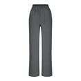 thumbnail image 4 of Soki Ensemble 2 Pcs pour Femmes Coton Lin Survêtement Décontracté Manches Courtes Hauts et Pantalons Longs Jambe Droite Ensemble de Détente Mode Col Rond Manches Courtes Pantalons Ensemble Décontracté, 4 of 7