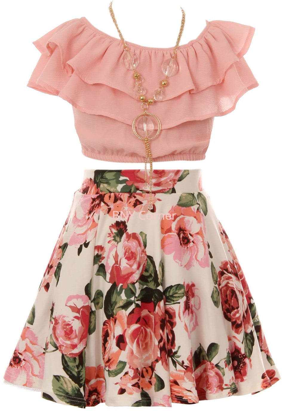 Kiddie Korral Toddler-Girls Girls Sequin Ruffle Shirt and Skirt Set 25P