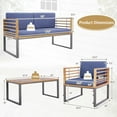 thumbnail image 3 of Costway 4pcs Patio Acacia Wood Chair Table Loveseat Cushioned Furniture Set Outdoor Navy, 3 of 9