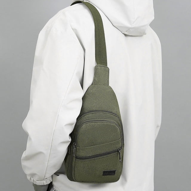 Xihbxyly Bolso Bandolera para Hombre, Resistente, Tipo Mensajero, con Correa Ajustable y Múltiples Bolsillos, Ideal para Viajes y Trabajo, Color Caqui/Verde/Café, 17 X 6 X 30 Cm