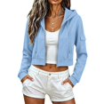 thumbnail image 3 of CAIXIA Women Cropped Cargo Pocket Full Zip Hoodie Long Sleeve Drawstring Zip Up Crop Hooded Jacket Casual Sweatshirts, 3 of 6
