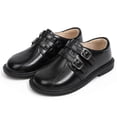 thumbnail image 3 of Rexoro Girls School Loafers Premium PU Leather Double Buckle Wedding Flats Dress, 3 of 7