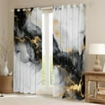 thumbnail image 2 of YST Black and Gold Curtains & Drapes Watercolor Marble Blackout Curtains, Abstract Marbling Curtains Stone Pattern Living Room Curtains, Mountain Fluid Foil Print Window Drapes, 2 of 5
