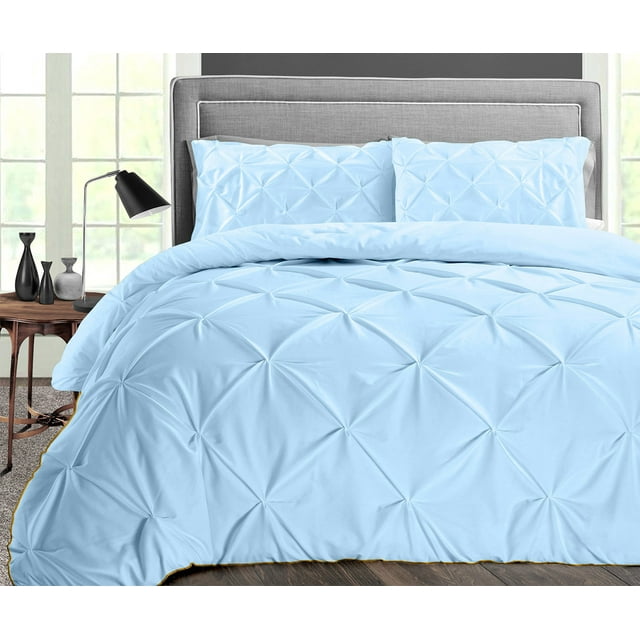Super King Plus Comforter Pinch Light Blue Luxurious Collection Microfiber Fill Duvet Insert Box