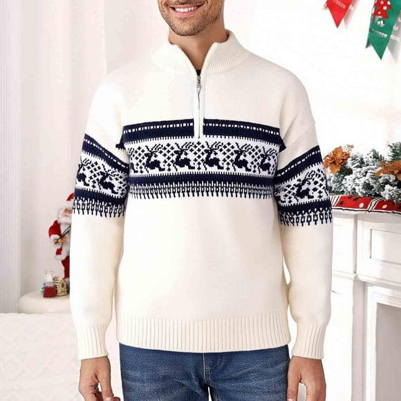 Yusimy Men's Casual Knit Sweater Solid Color Button Detail Stretch Turtleneck Long Sleeve Stand Collar Casual Style