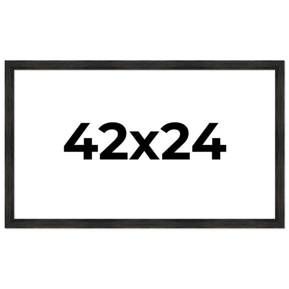 42x24 Frame Black Rustic Barnwood Solid Wood Picture Frame | 1.5 Inch Moulding Width | Includes UV