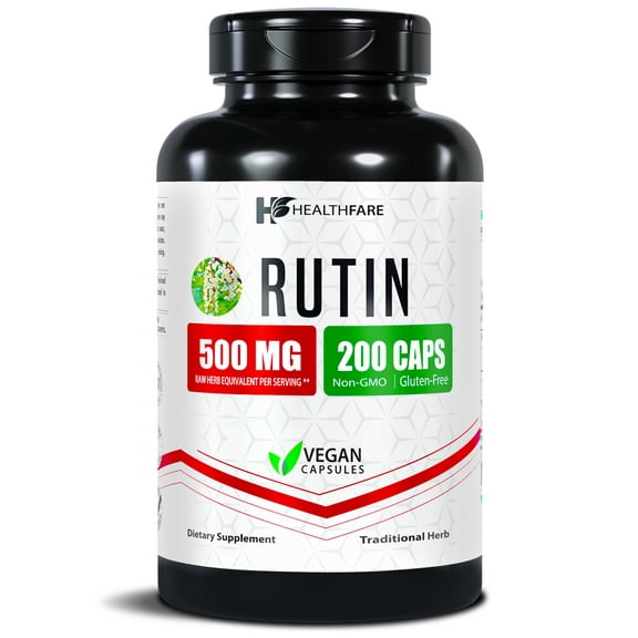 HealthFare Rutin Supplement 500mg | 200 Vegan Capsules | Natural Bioflavonoid Formula | Extra Strength Antioxidant Support | Non-GMO, Gluten-Free | Made in USA