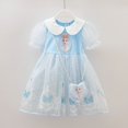 thumbnail image 3 of Vestido de malla de algodón para niñas, informal, de princesa Frozen y Elsa, con bolsa, novedad de verano 2024, vestido diario con mangas abullonadas para niños, 3 of 5