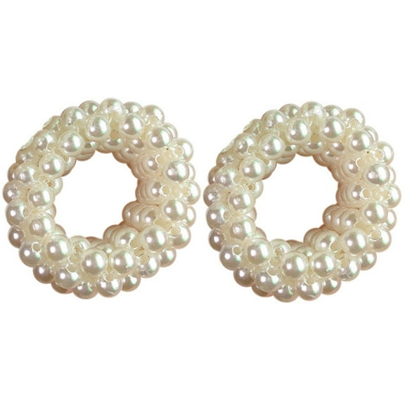 WRITWAA 2Pcs Beaded Hair Scrunchies for Festival Women Hair Accessories