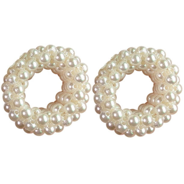 2 piezas de coleteros elásticos con perlas para el pelo, accesorios para el cabello para mujer