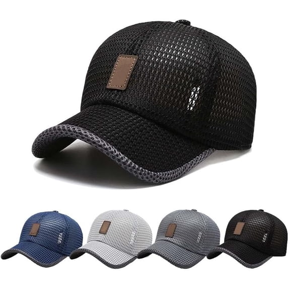 Summer Mesh Baseball Cap for Men Women Trucker Mesh Hat Baseball Hats Outdoor Sports Running hat (Black)