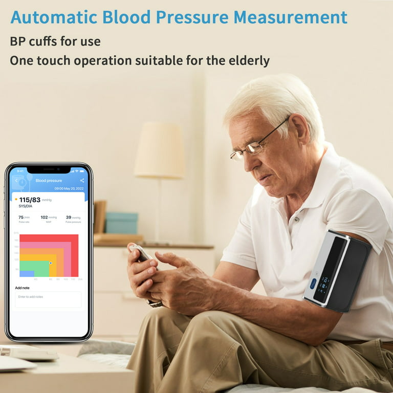 Wellue Blood Pressure Monitors,Automatic Upper Arm BP Machine with One  Piece Cuff Design,Bluetooth Connection and Free App,FDA Cleared,BP2A 