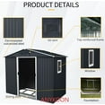 thumbnail image 3 of Anykoon 8ft x 4ft Outdoor Metal Storage Shed integrated  window and vents, Metal Foundation Tilted Roof & Lockable Door for Backyard,Tilted Roof & Lockable Door, for  Patio, Lawn,Black and White, 3 of 8