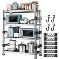 thumbnail image 1 of Estantería de 4 Niveles Organizador para Horno de Microondas, Estantes de Metal para Almacenamiento,Pesado Estante Ajustable de Acero Organizador con Rieles Laterales y Ganchos para Cocina,Despensa, 1 of 9