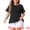 Black, variant on DARING DIVA Women's Plus Plain Crew Neck Ruffle Short Sleeves Blouse 1X Mint Green