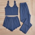 thumbnail image 6 of IMENGL Pajama Sets for Women Sleepwear Pyjamas Of 3 Lace Pyjamas V Neck Tank Top Pyjama Shorts 3 Piece Leisure Suit Loungewear Onesises Women's Pajamas Set,Blue, 6 of 8