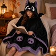 thumbnail image 6 of Zjunqe Bat Hooded Blanket Cute Hoodie Wearable Bat Blanket Adult Halloween Cosplay Soft Hoodie Cape for Women Oversized Wearable Shawl Cape Wrap Soft Fluffy Coral Velvet Cozy Fleece Hooded Blanket, 6 of 9
