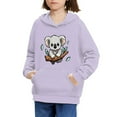 thumbnail image 3 of Xoenoiee Branch Koala Purple Pattern Girls Hoodies Pullover Sweater Hooded Sweatshirt for Kids Cosy Long Sleeve Winter Athleticwear with Kangaroo Pocket, L, 3 of 7