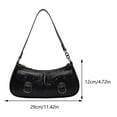 thumbnail image 2 of Yucurem Women Retro Commuting Bag Double Pockets Pu Leather Chic Hobo Bag (Black) Fashion shoulder bag (Black), 2 of 10