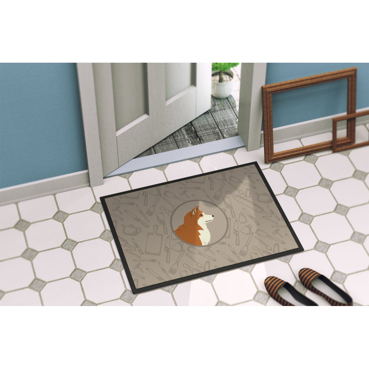 Carolines Treasures CK2159JMAT Akita In the Kitchen Door Mat Indoor Rug or Outdoor Welcome Mat 24x36 Doormat  36"L x