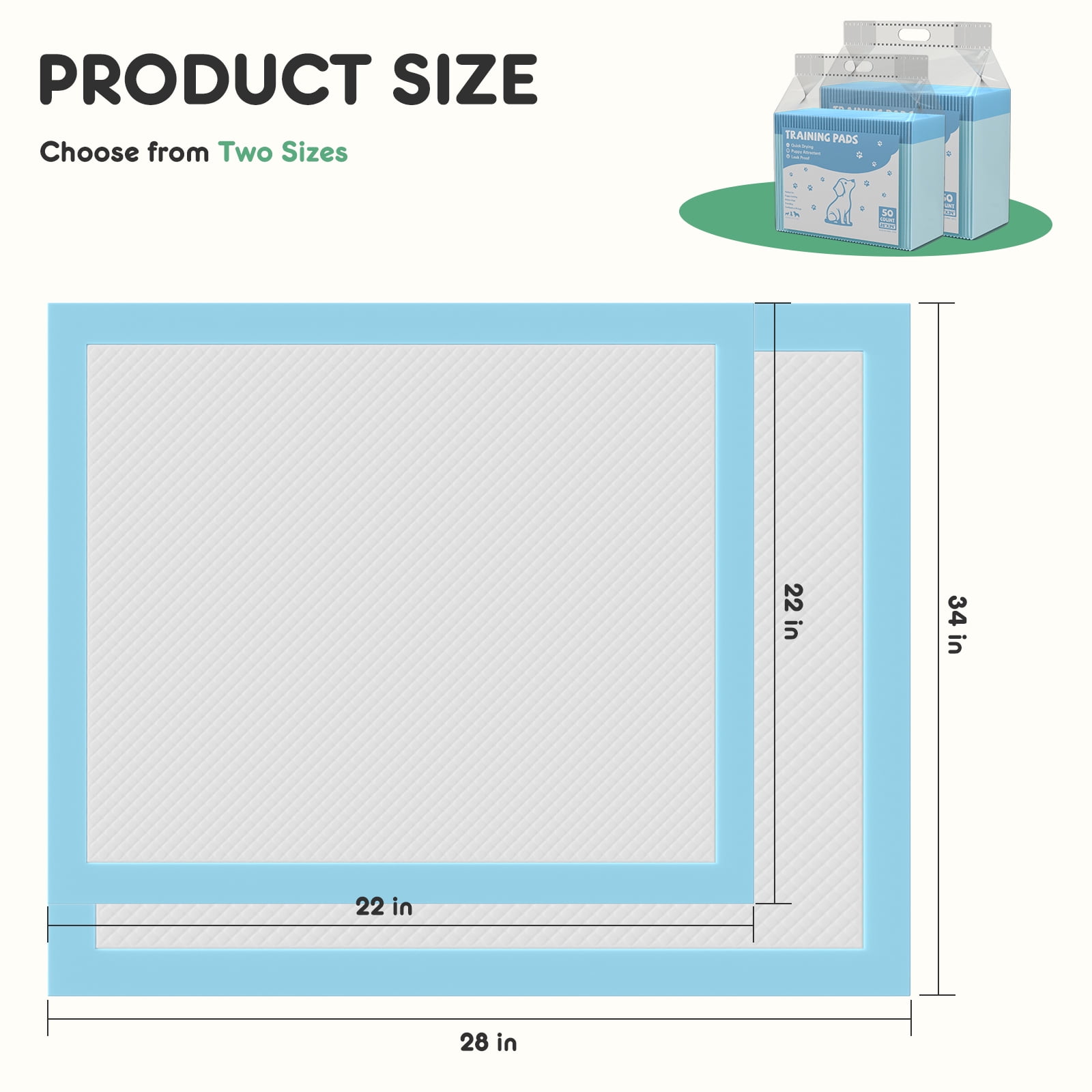CONCETTA Dog Training Pee Pads, 22" x 22" Extra Large 6-Layer Leakproof, Disposable, 150 Count
