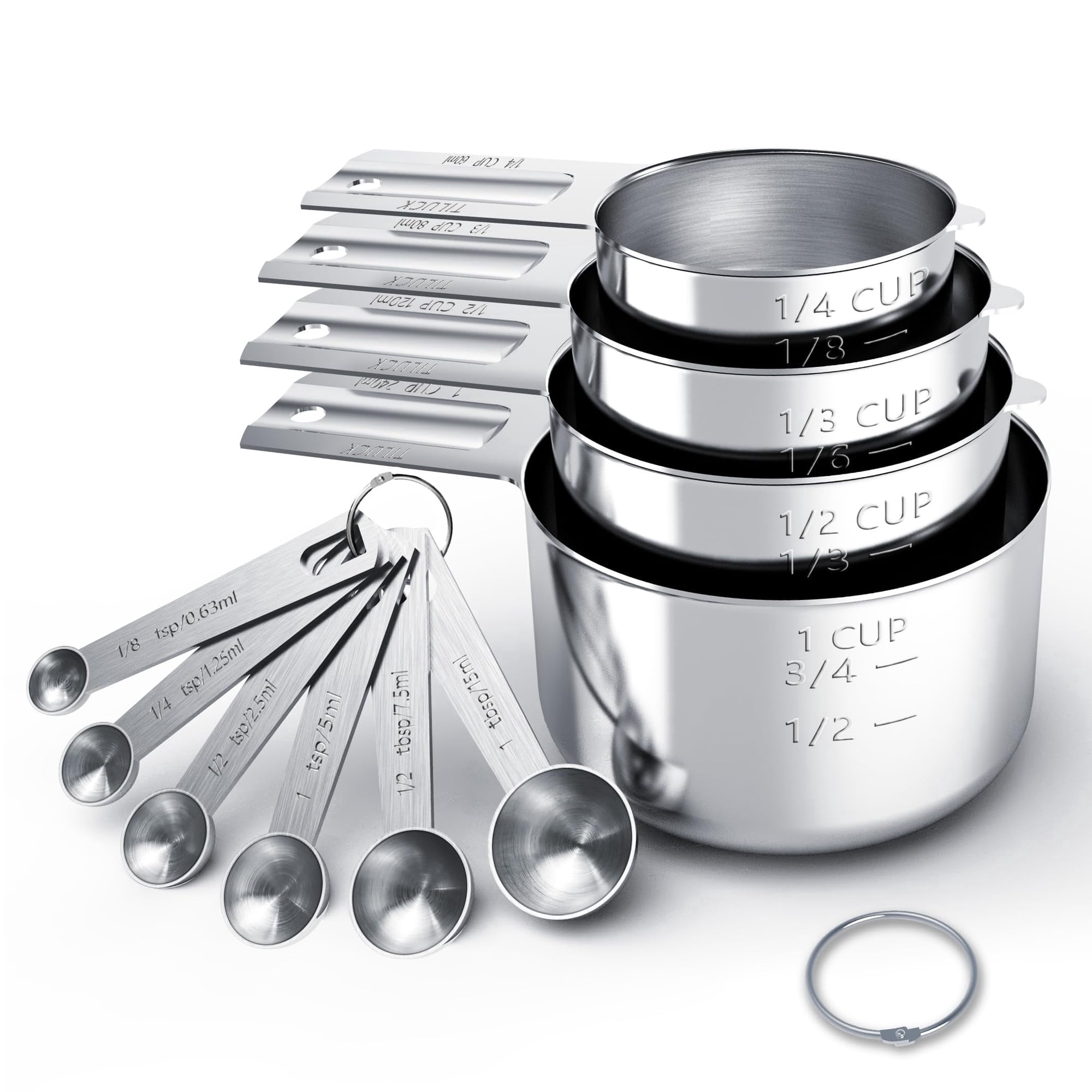 Yilush Stainless Steel Measuring Cups and Spoons Set, 4 Stainless Steel Nesting Measuring Cups and 6 Measuring Spoons, Cups and Spoons, Kitchen Gadgets for Cooking and Baking (10)