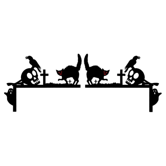 Clearance Sale | Wooden Door Corner Decoration Set, Skull and Black Cat Design for Halloween Entrance and Wall Accent