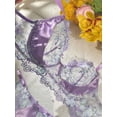 thumbnail image 2 of Lavender Floral Embroidered Satin Push-up Lingerie Set (PURPLE, L), 2 of 3