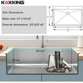 thumbnail image 5 of Kitchen Sink Stainless Steel 33 x 22 Inch Single Bowl Drop In Kitchen Sink Topmount 18 Gauge Stainless Steel Single Bowl Kitchen Sink Single Basin with Drain Strainer Set, 5 of 6