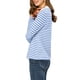 thumbnail image 4 of INSPIRAR CHIC Blusa de Manga Larga para Mujer con Cuello de Muñeca de Rayas en Contraste y Cierre Elástico en la Parte Posterior Color Azul Claro Talla S, 4 of 8