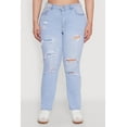 thumbnail image 4 of Womens Plus Size WAX High Waisted Distressed and Frayed Jeans, 4 of 5