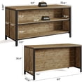 thumbnail image 2 of Finmind 63" Kitchen Island with Storage & Seating, Farmhouse Stationary Island Table with Metal Frame, Large Countertop Coffee Bar Cabinet for Kitchen/Dining Room, Rustic Brown & Black, 2 of 7