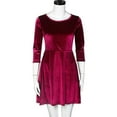thumbnail image 6 of Fesfesfes Dresses for Women Dress Round Neck Solid Color Velvet Dress Elegant Evening Gowns 3/4 Sleeve Party Dress, 6 of 9