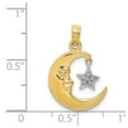 thumbnail image 3 of Real 14kt Two-Tone Polished Half Moon and Star Pendant; for Adults and Teens; for Women and Men, 3 of 4