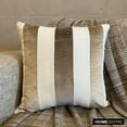 thumbnail image 2 of Pillow Covers, Decorative Brown 18"x18" (45x45 cm) Throw Pillow Covers, Velvet Patchwork Throw Pillows For Sofa, Striped Pattern Modern Style - Velvet Band Taupe, 2 of 10