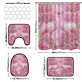 thumbnail image 3 of Shower Curtain and Rug Sets 4pcs Bathroom Sets Includes 12 Free Hooks 66" x 72" Flamingo Love Pink Paradise, 3 of 8