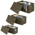 thumbnail image 6 of mDesign Woven Seagrass Home Storage Basket with Lid, Set of 3 - Black Finish, 6 of 8
