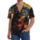 thumbnail image 1 of Balery Starry Night Cat Guitarist Camisa Casual de Manga Corta con Botones para Hombre, Texturizada, Estilo Cubano, para Playa, Verano-3X-Large, 1 of 5
