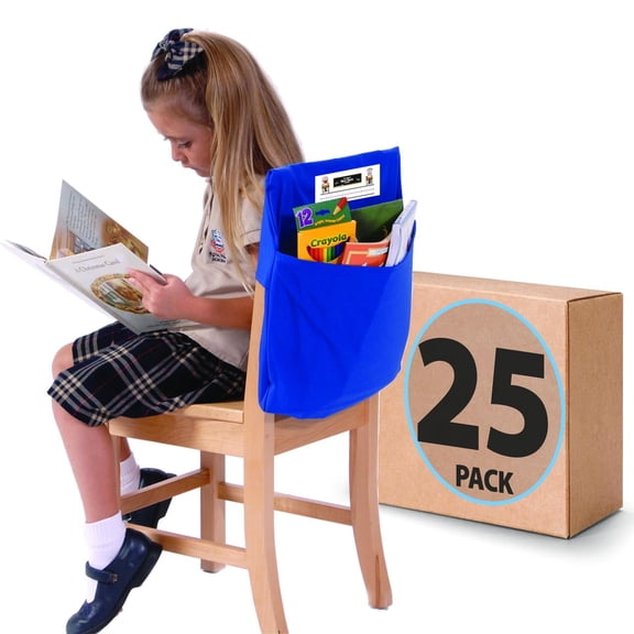 Seat Sack 17" Student Chair Pocket for Classrooms Blue Pack of 25