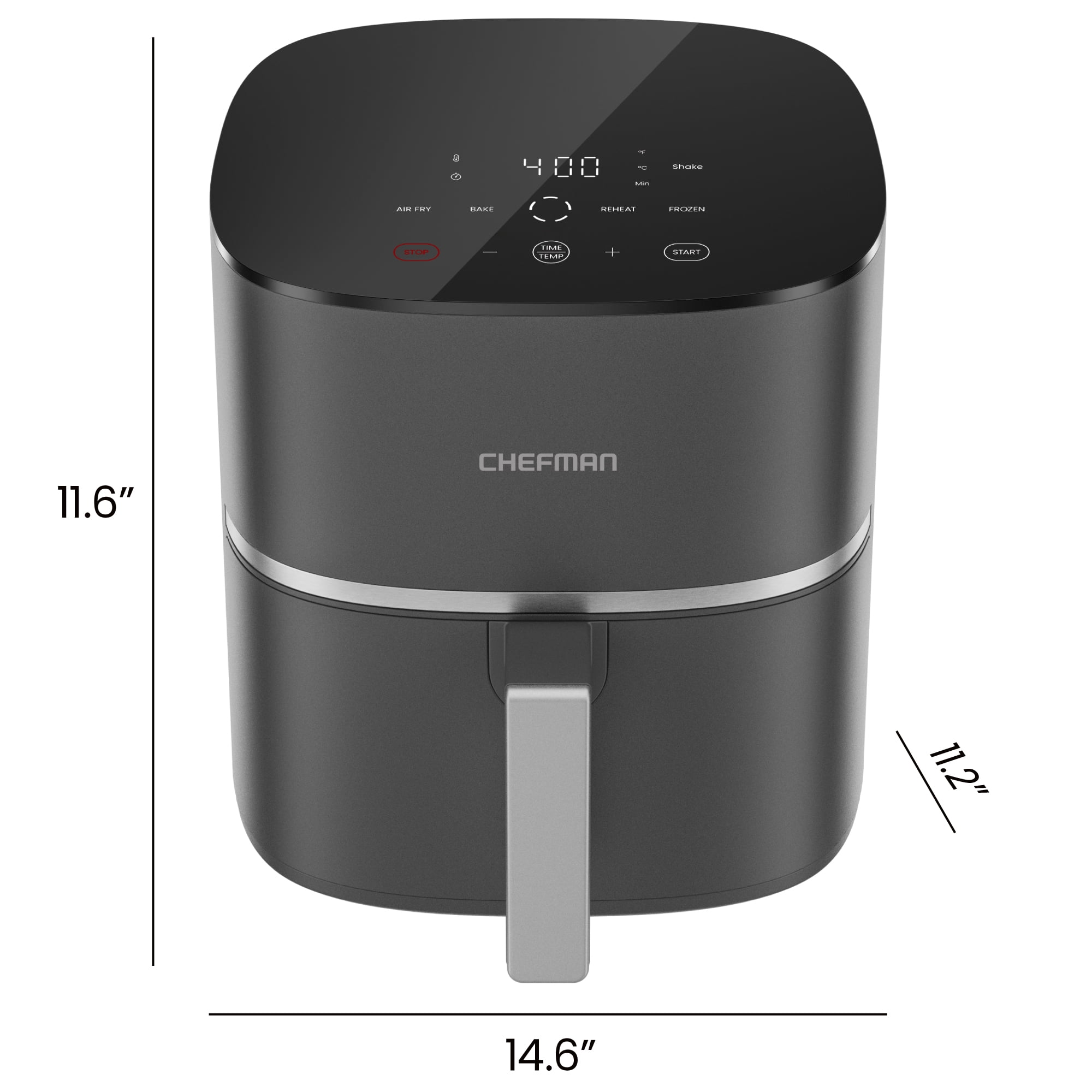 Chefman TurboX 5-Quart Air Fryer, 4 Cooking Functions + Digital Touch Controls - Gray