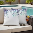 thumbnail image 5 of Purple Eucalyptus Leaf Pillow Covers 2 Pack Spring Vine Flower Plant Rustic Farm Colorful Pillowcase Waterproof Outdoor Throw Pillow Cover for Patio Garden Square Cushion 20”x20”, 5 of 9