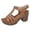 Brown, variant on Women's Heeled Sandals Open Toe Platform Heels Fashion Studded T-Strap Pumps Shoes with Adjustable Buckle Ankle Strap White Size 7