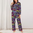 thumbnail image 2 of Lsque Retro Cassette Music Pattern Long Sleeve Pajama Set for Women - Soft 2-Piece Sleepwear and Loungewear Set with Pockets, Comfy Nightwear-Large, 2 of 7